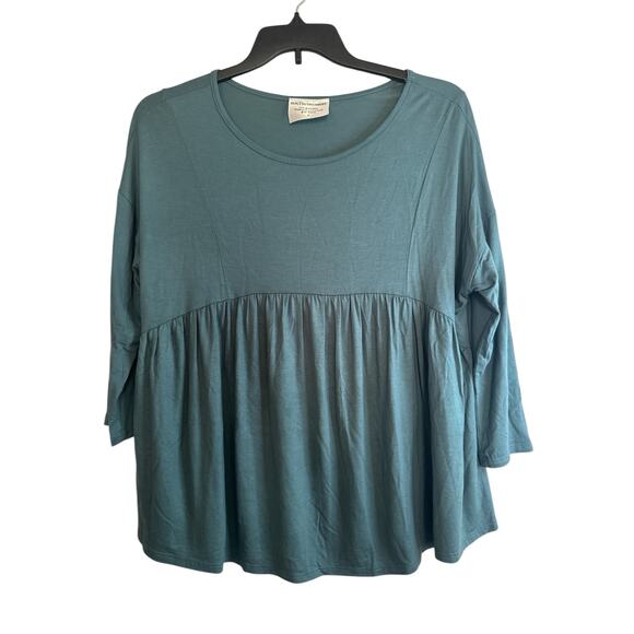 BUILT by Dreamers babydoll Top Blue Soft Half Sleeve Loose Fit Women's Small - Picture 1 of 5
